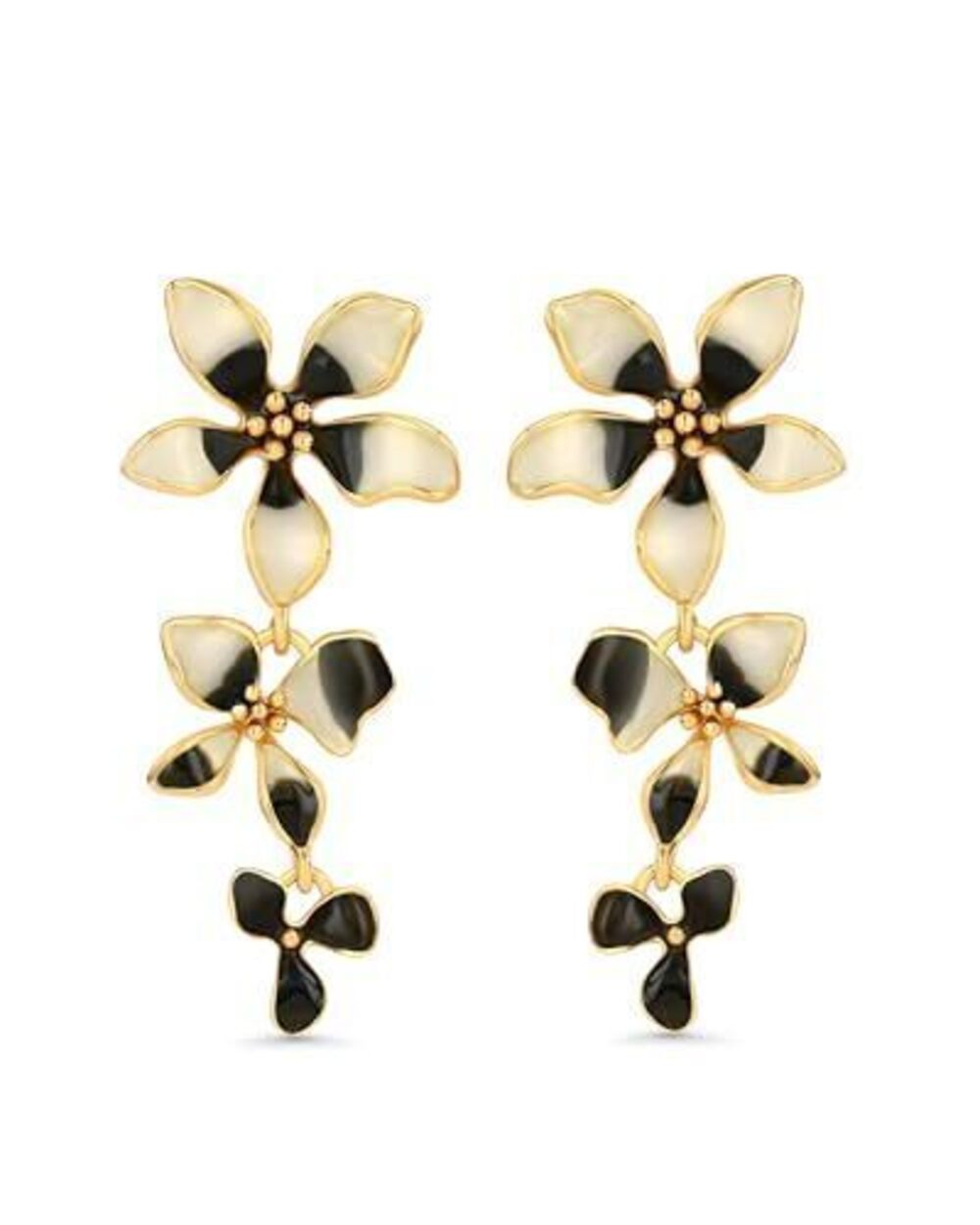 4933 18K gold plated Medium Dainty Chunky Enamel Flower Statement Earrings